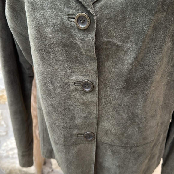 Chico’s Forest Green Suede Leather Jacket Size 2 (12-14) Medium - Picture 3 of 11